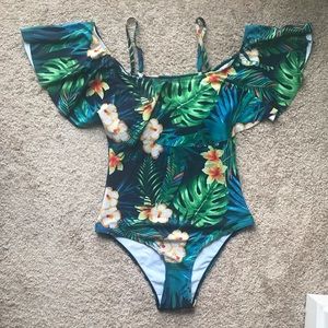 Tropical floral One piece suit